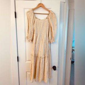 Smocked Embroidered Dress Custard S